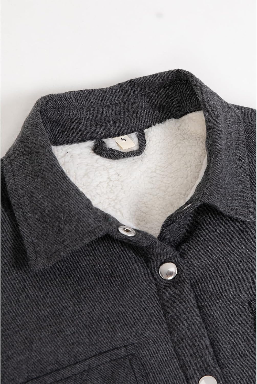 ZENTHACE Women's Flannel Shirt Jacket, Sherpa-Lined Plaid Shacket Jackets, Snap Button Down Outdoor Shirt - Image 5