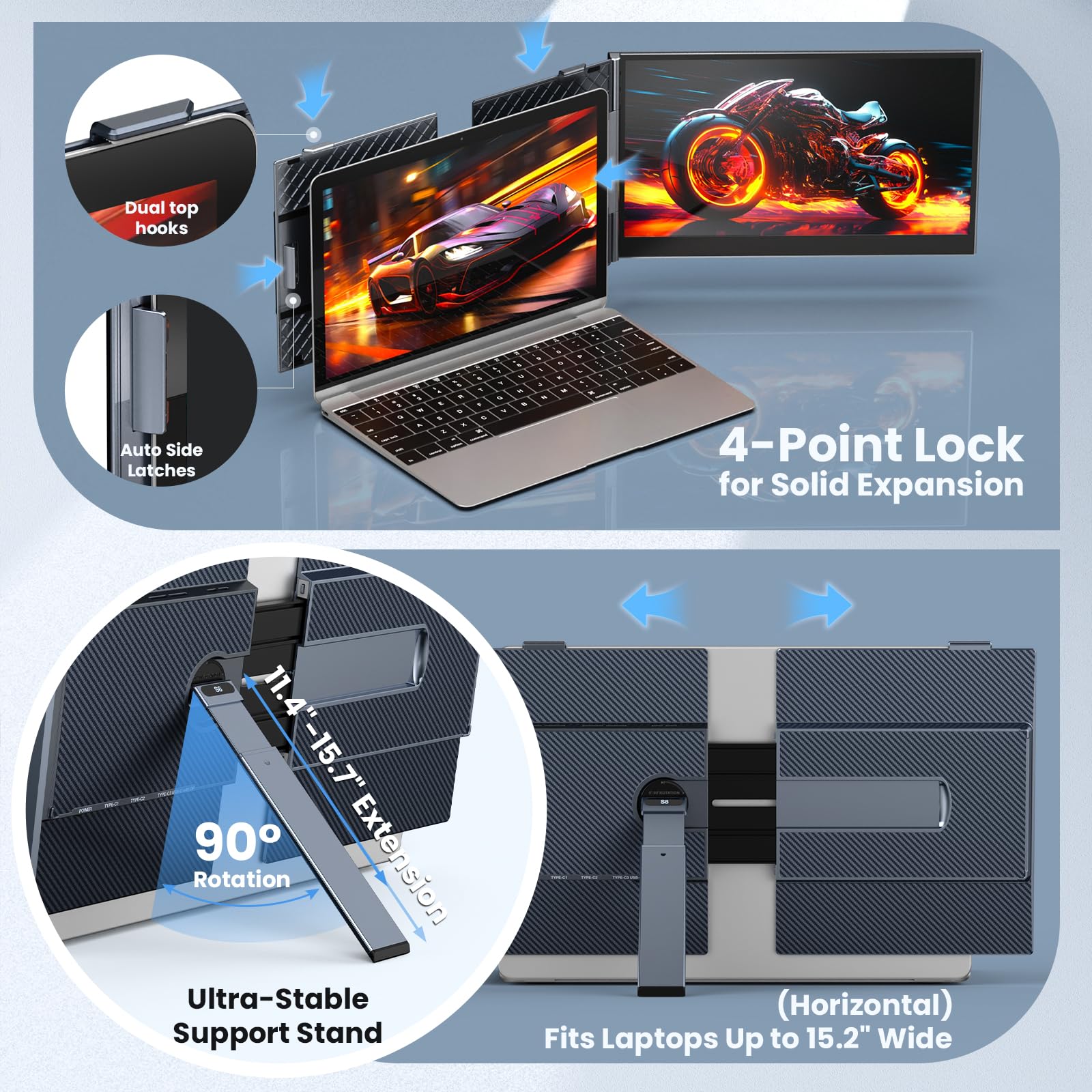 UK BONITOYS Laptop Screen Extender, 14" Ultra-Thin & Lightweight Portable Monitor, 1080P FHD IPS Second Screen, Plug and Play, Laptop Monitor Extender Compatible for Mac/Win Laptops 13-17 Inch: 14" ultra-thin