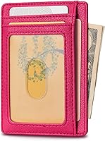 Vista 178 de Buffway - Billetera delgada minimalista de cuero con protección RFID para hombre y mujer