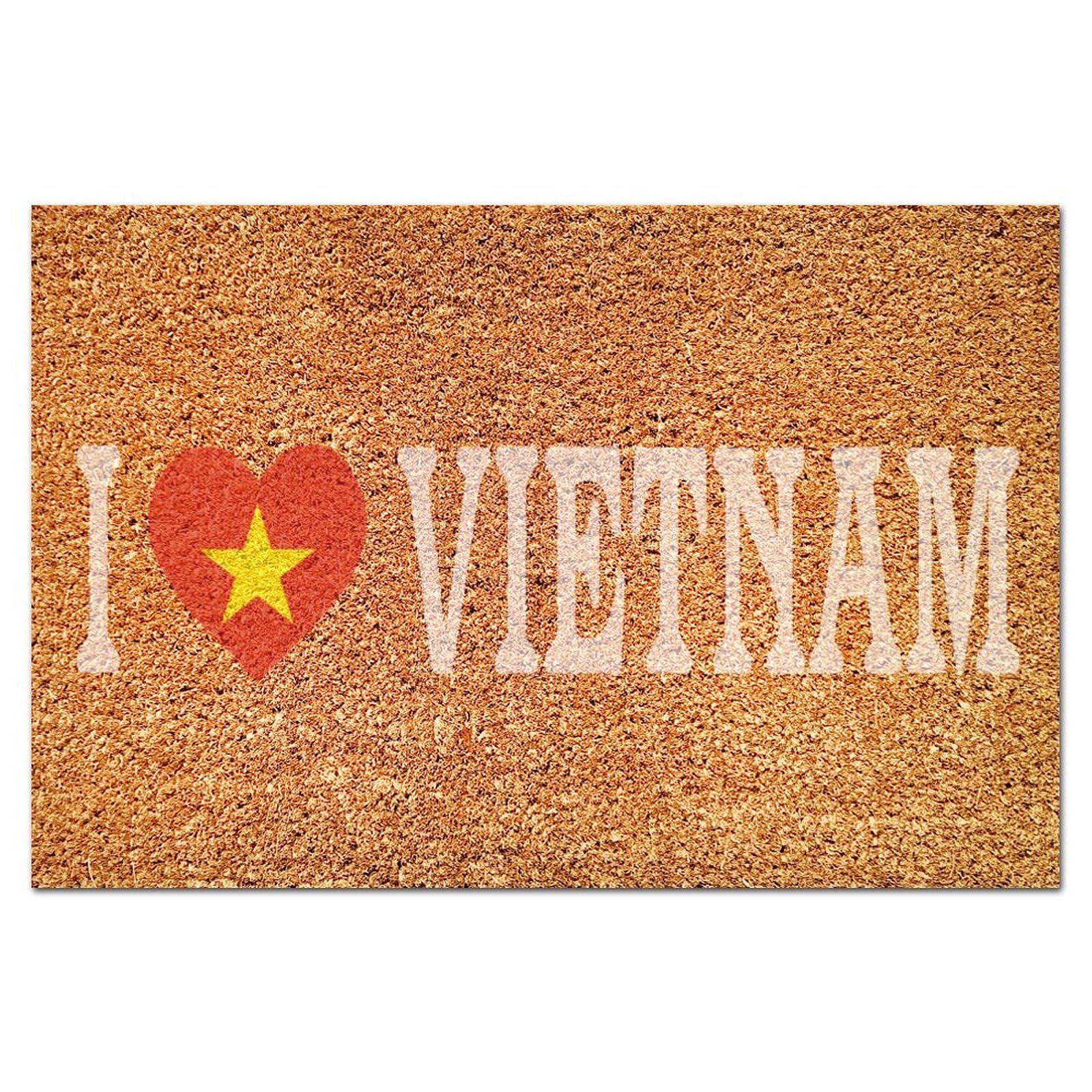 Paillasson fibre de coco I Love Vietnam antidérapant et épais de 40x60 cm