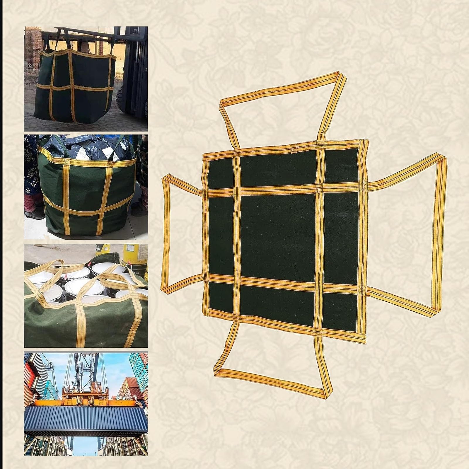 Rete di Sollevamento sospesa, Carico da 1,5 a 2 tonnellate, Sacco for Cemento, Sacco Appeso for Carrello elevatore, carico e Scarico di Oggetti Pesanti(150X150CMLoad 1.5 2T)