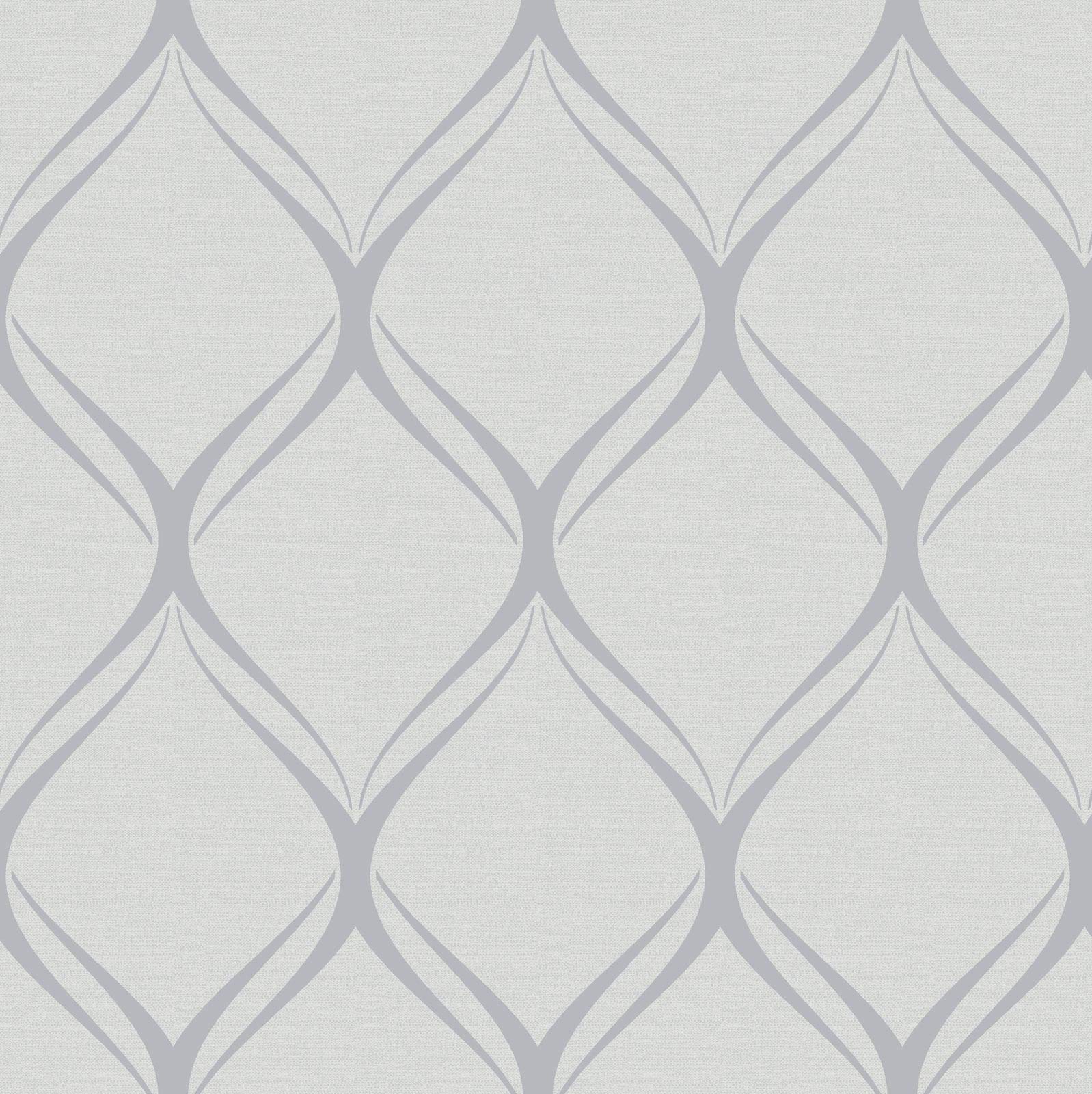 Clifton Wave Curved Geometric Metallic Fabric Effect Modern Contemporary Wallpaper Grey/Silver World of Wallpaper WOW41961
