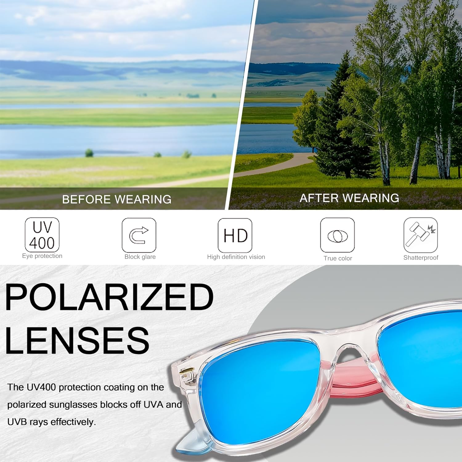 FancyPink Women's Polarized Sunglasses- UV400 Protection Mirrored Beach Eyewear, Designer Fashion Sunglasses - Medium Fit - Image 7