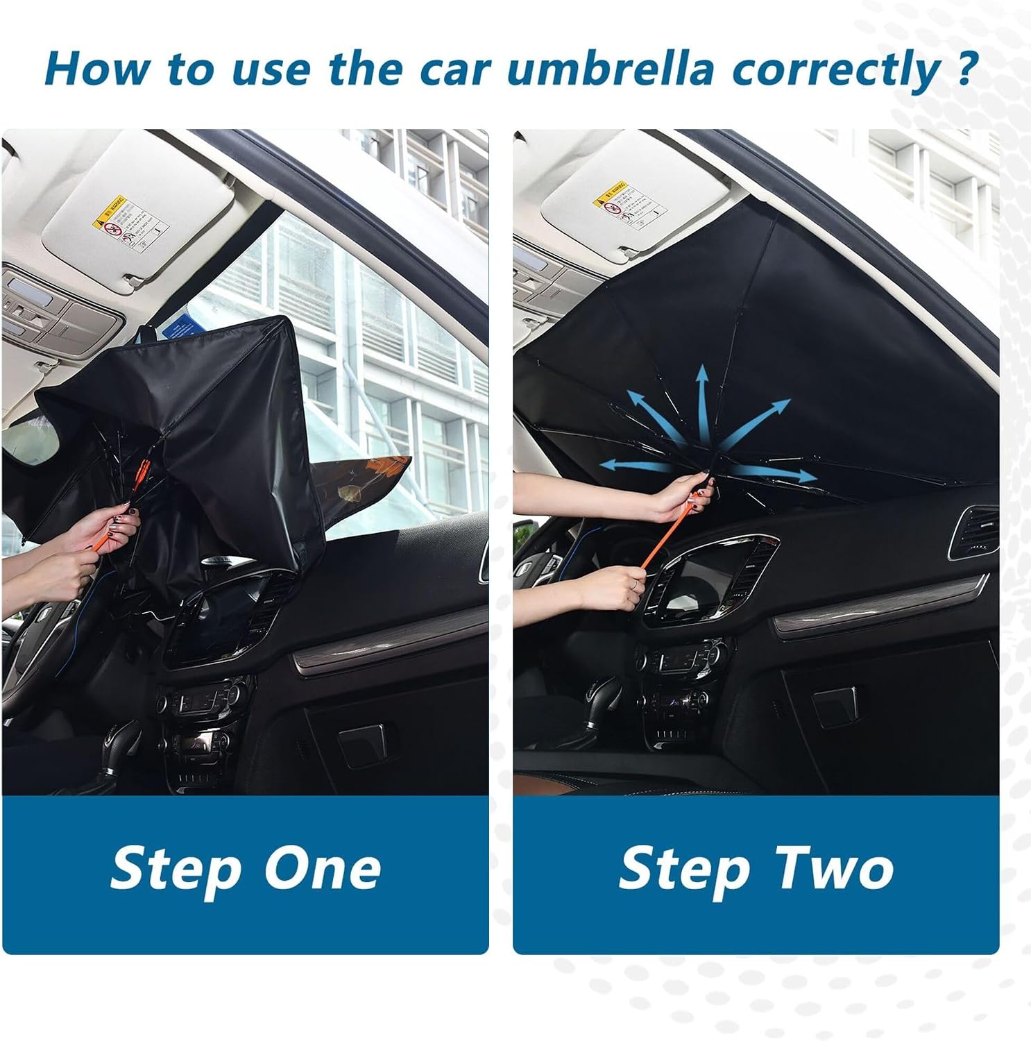 Car Umbrella Sun Shade Cover, Black Cat Umbrella Sun Shade for Car Truck Window Front Windshield, Blocks UV Rays Sun Visor Protector Sun Heat Reflector to Keep Your Vehicle Cool