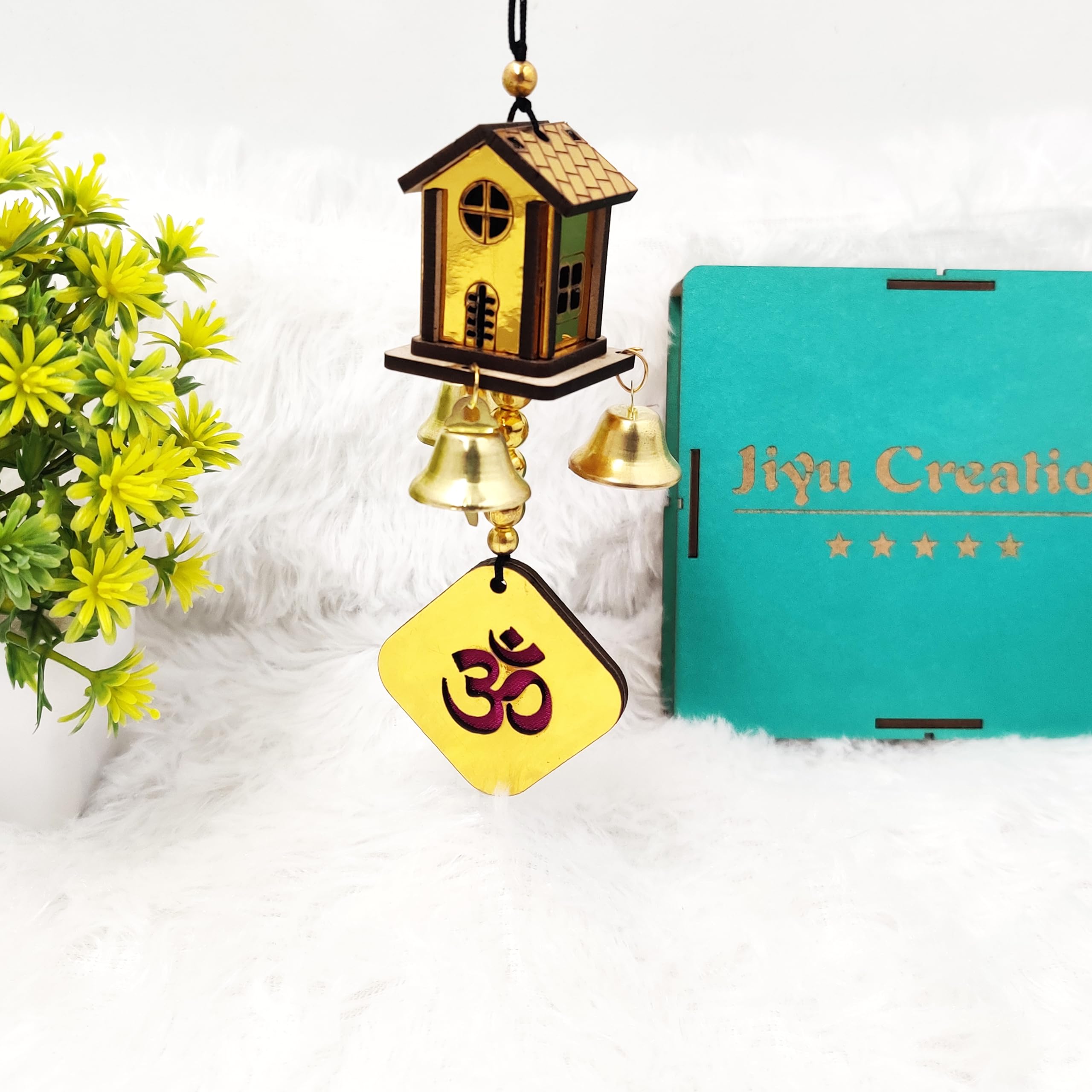 Dream Catcher | Car Hanging | Small Sweet Home Design with Om Pendent | Small Golden Bell for Little Bell Sound
