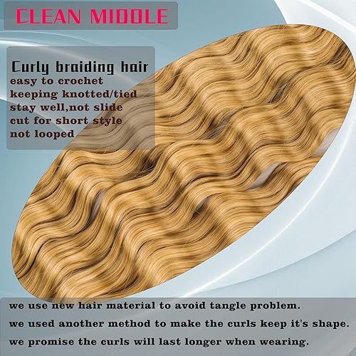 Miniatura 6 de Cabello ondulado profundo de ganchillo para mujeres negras, cabello rizado trenzado de 30 pulgadas, 2 paquetes de extensiones de cabello trenzado de