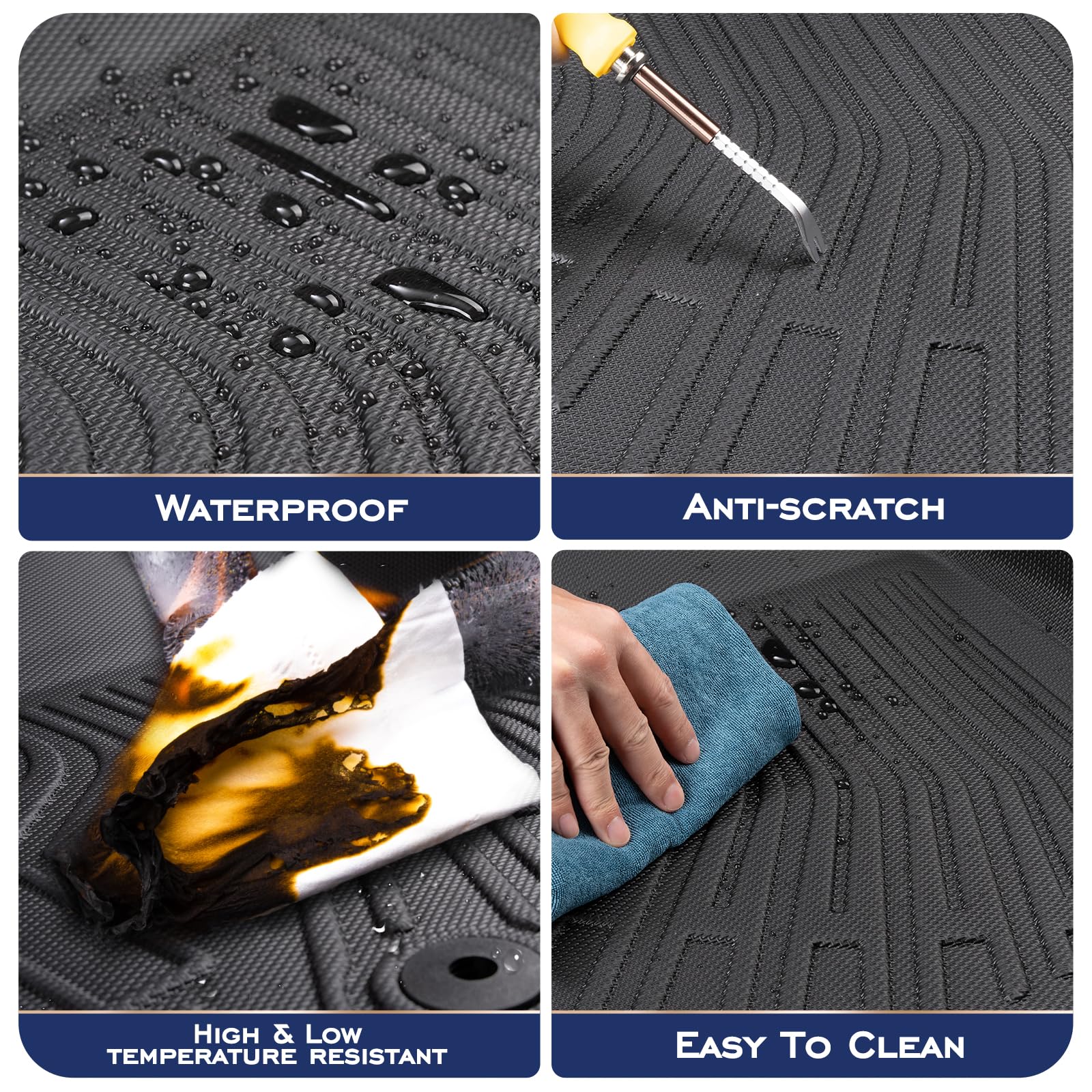 CreekT for Chevy Silverado for GMC Sierra Floor Mats 2019-2025 2026 Crew Cab Only Fit with Rear Under-Seat — view 8