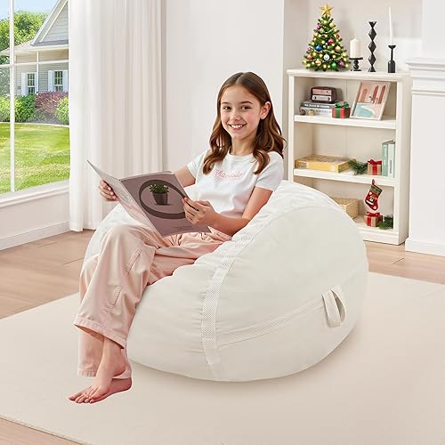 Miniatura 318 de HABUTWAY Puf gigante de 2 pies para adultos, con relleno de espuma viscoelástica, puf grande con funda de terciopelo holandés extraíble para sala de