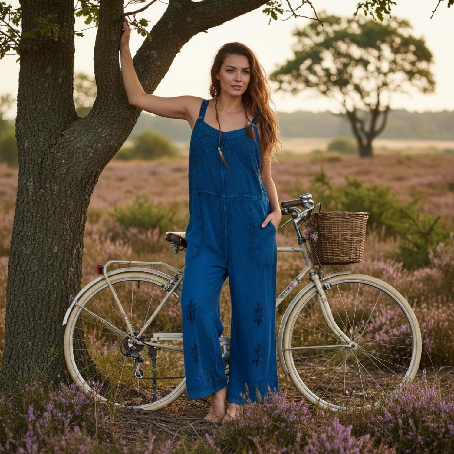 GURU SHOP Latzhose, Boho Hose, Bestickter Overall, Damen