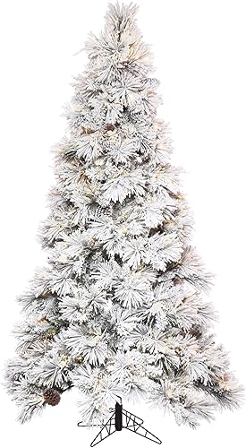 Vickerman Árbol de Navidad artificial preiluminado de 7.5 x 37 pulgadas, color blanco cálido, luces LED de bajo voltaje, árbol sintético cubierto de