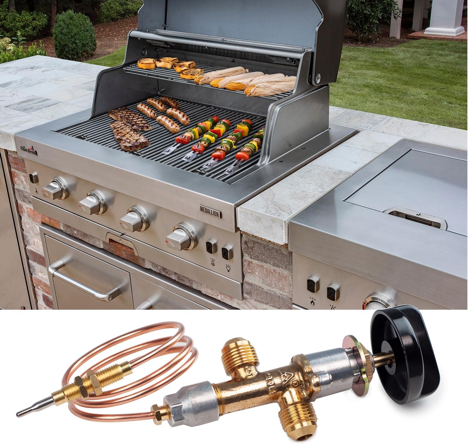 Gas Fireplace Fire Pit Flame Failure Safety Control Valve Kit and Assembly Gas Burner Ignition System with Fire Pit Igniter,Push Button Ignition Kit Replacement Parts for Gas Grill
