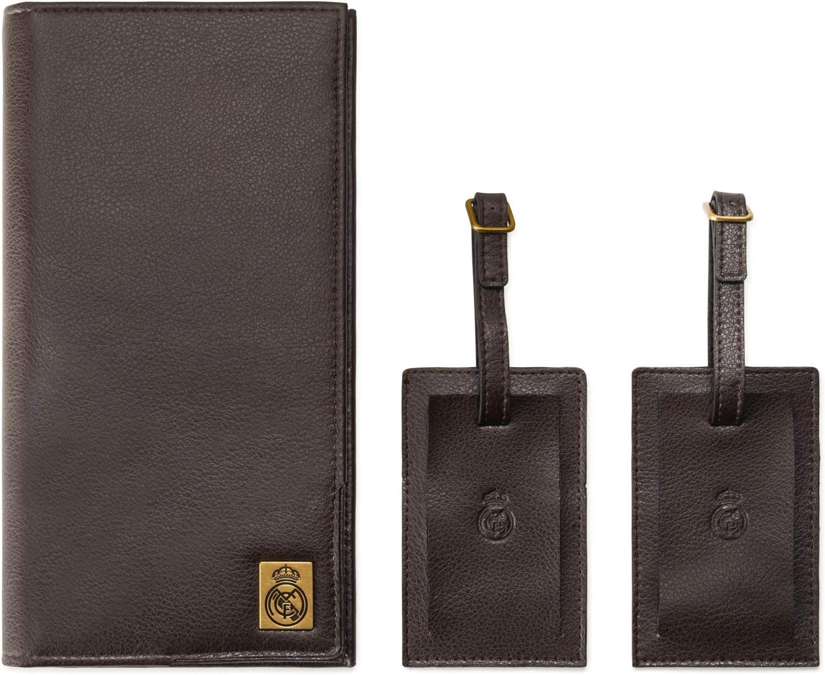 Real Madrid - Genuine Leather- Travel Wallet Cover Case & Luggage Tags (2 Packs) for Men & Wome -. in Brown RMJ-80014B