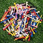 THIODOON Golf Tees 250 pcs Professional Natural Wood Golf Tees, 8 Bright Colors Mixed Size 3-1/4 inch, 2-3/4 inch and 2-1/8 inch, Tall Golfing Tees Reduce Friction