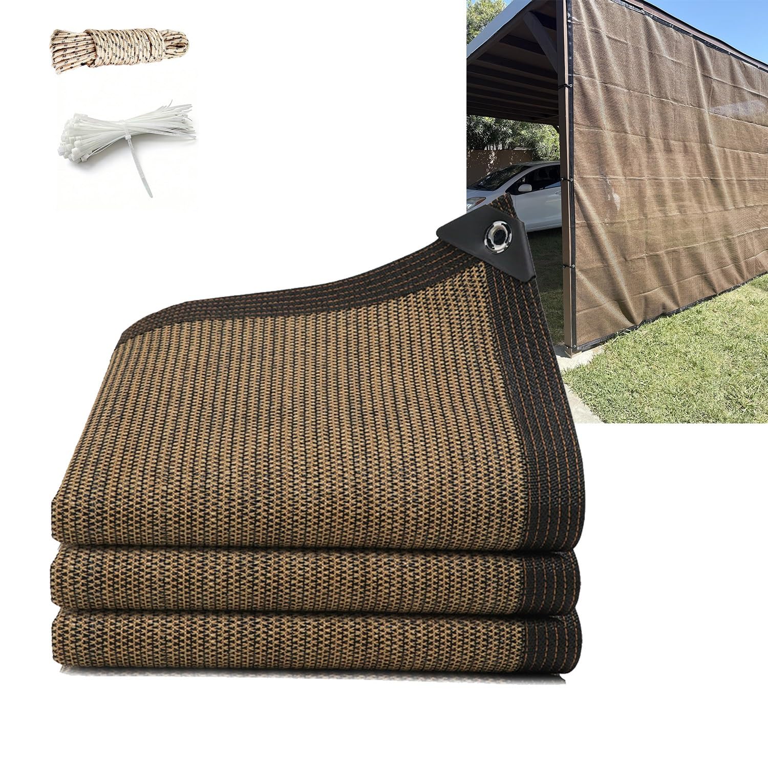 Toile d'ombrage extérieur 1.5x5m avec oeillets pour pergola et couverture potager