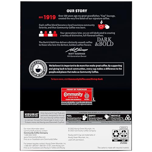 Vista 47 de Community Coffee Dark & Bold Espresso Roast - 12 cápsulas de café tostado extra oscuro, compatible con cafeteras Keurig 2.0 K-Cup, 12