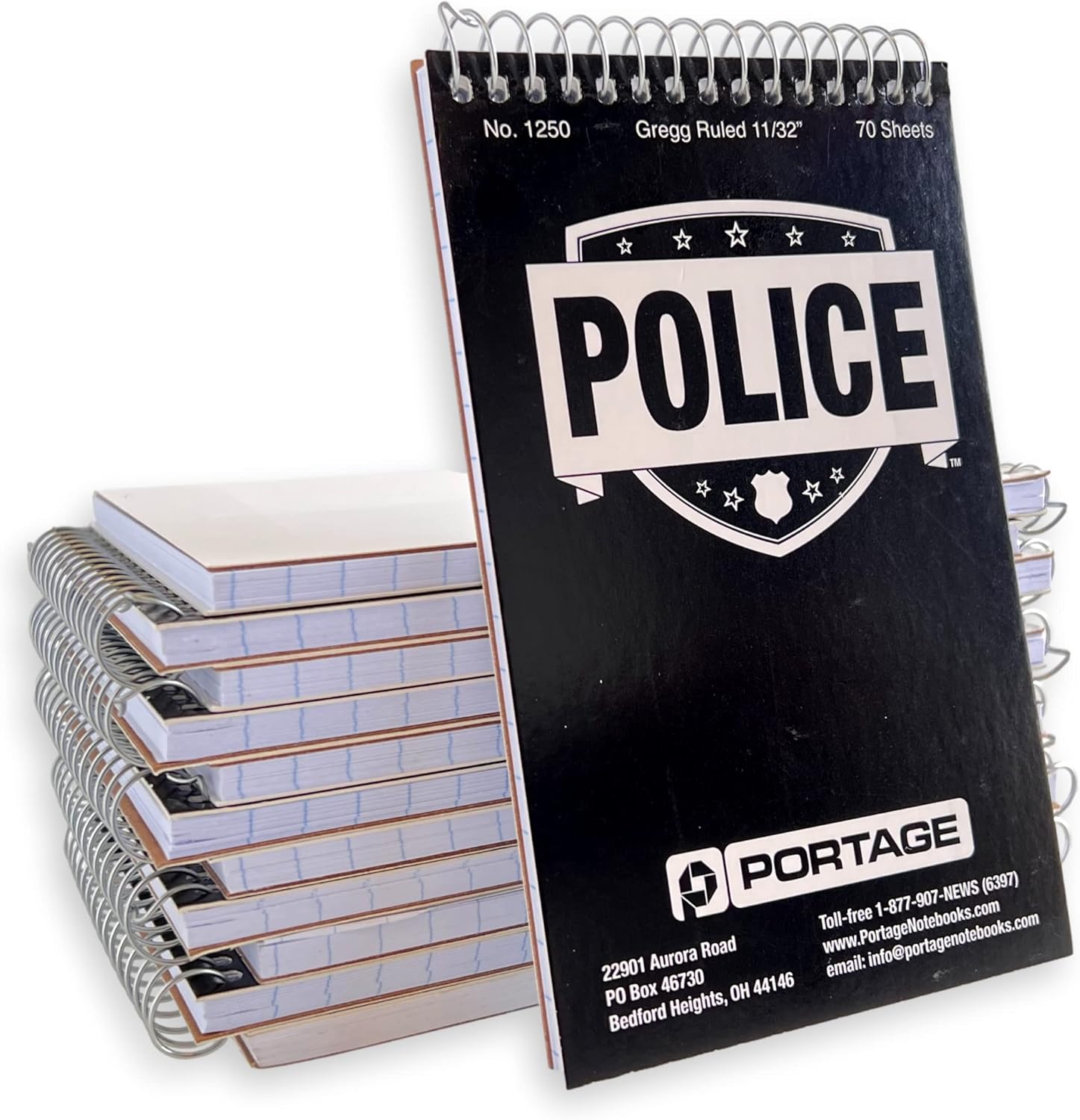 Portage Public Safety Police Notebook – Top Bound Spiral Notebook, Writing Pad for Interviews, Accidents & Incident Reports, Field Notes Book for Police – 3.75x6 In, 70 Sheets, 12 Pack