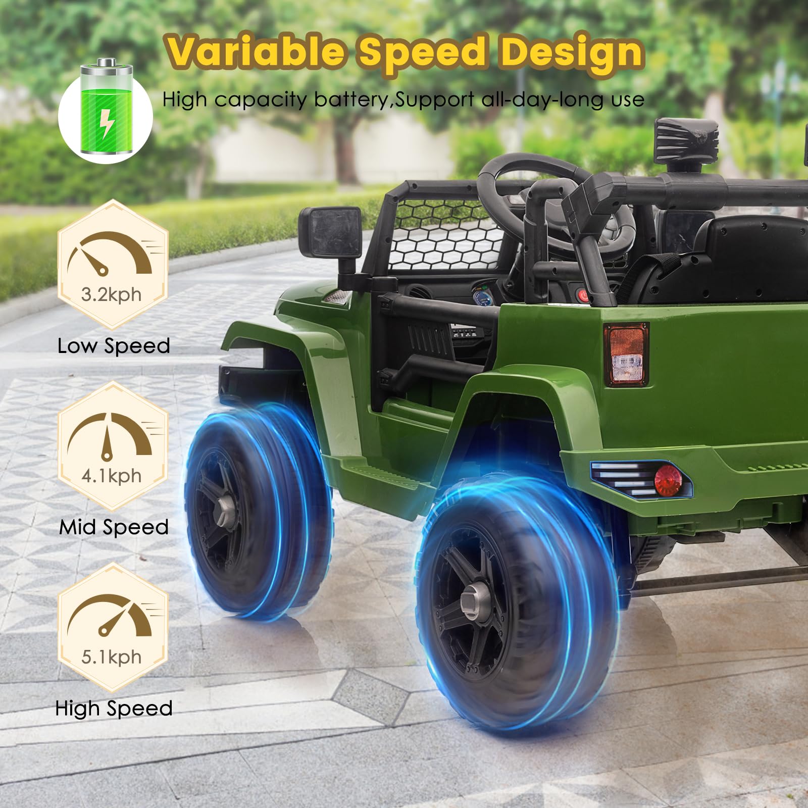 DREAMADE Coche eléctrico para niños, 12 V, 2 plazas, vehículos eléctricos con mando a distancia de