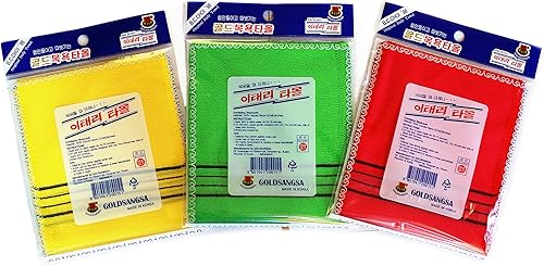 Miniatura 6 de Toalla de baño exfoliante coreana asiática, 4 piezas (amarillo) GOLDSANGSA