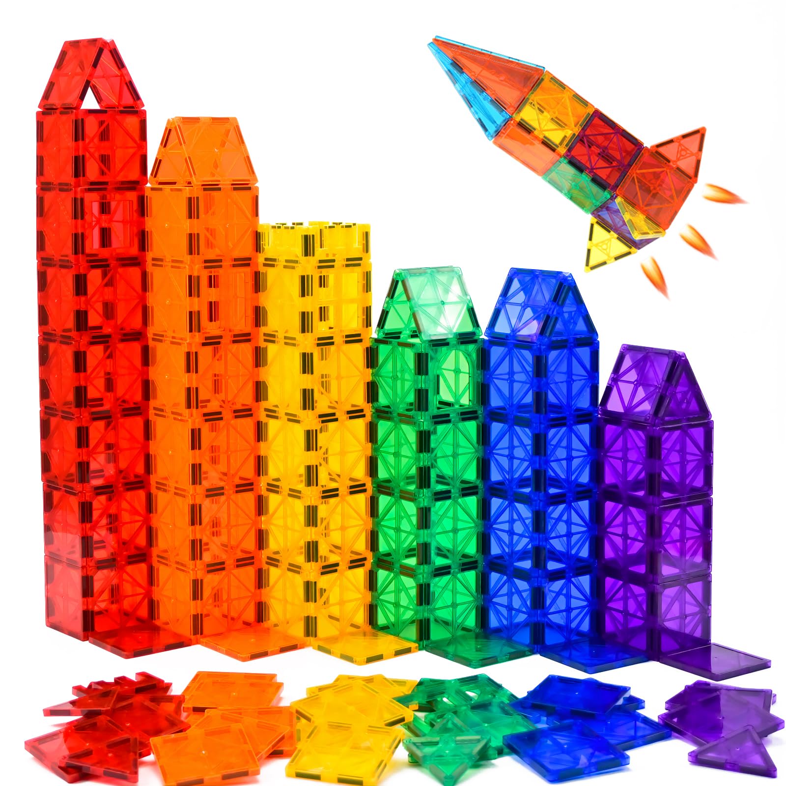 Amazon.com: FNJO Magnetic Tiles, 52 PCS Magnet Building Set