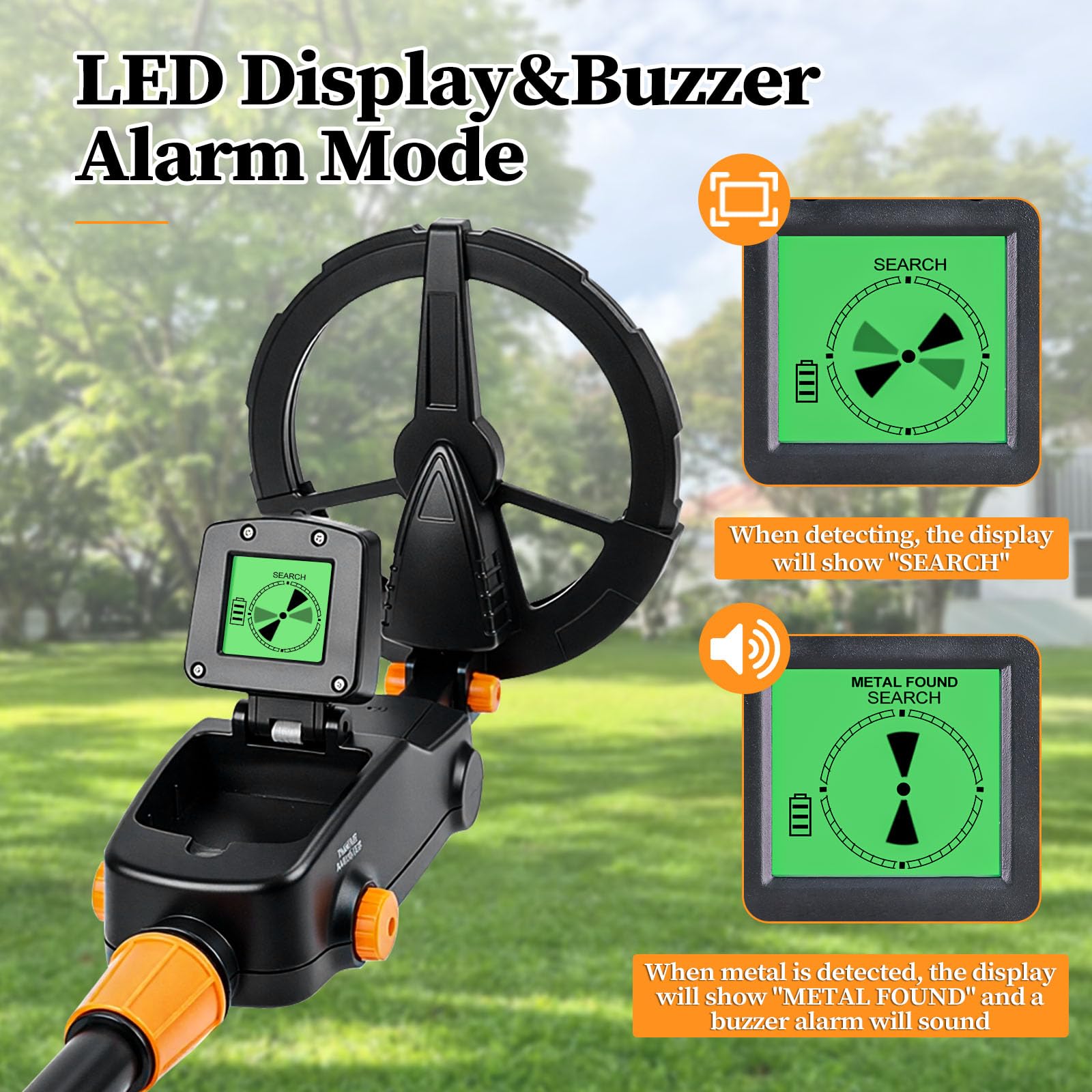 Metalldetektor Kinder, Metal Detector mit LCD und Tonanzeige, Leichtgewicht Metalldetektor Set mit wasserdichter Suchspule, mit Schaufel, Rechen und Rucksack, für Kinder oder Anfänger