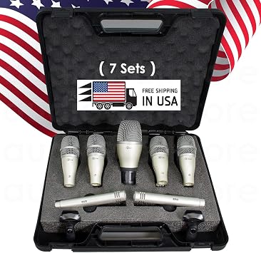 EMB Professional KIT7 7-Piece Wired Dynamic Microphone Kit for Drum Set w/Mounting Kit