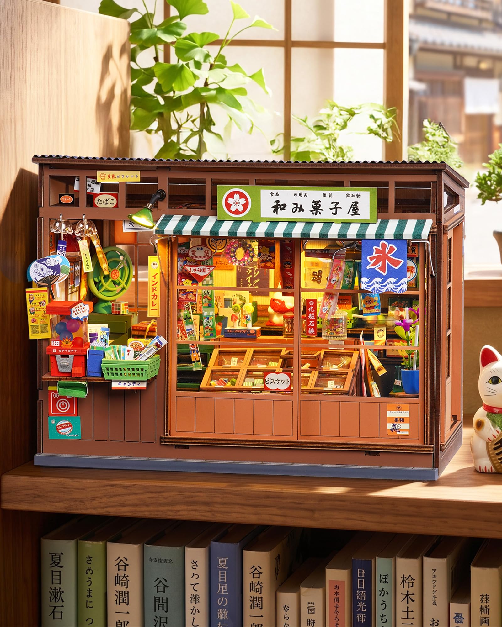 Rolife Book Nook Japan Nostalgic Corner Shop, DIY Miniature House con LED