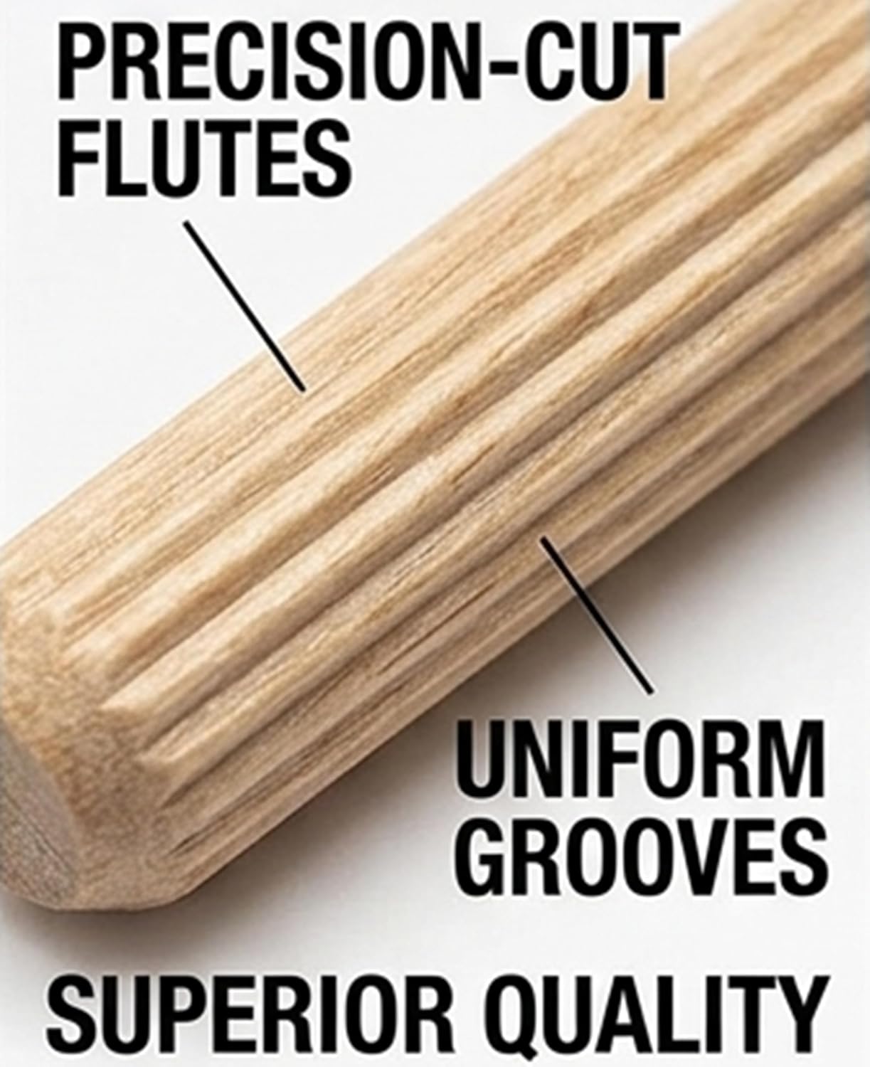 Pinehurst Crafts 1/2 Inch x 3 Inch Fluted Wood Dowel Pins, Great for Furniture, Cabinetry and Crafts Projects, Pack of 20 (Pin_.5x3_20pk)