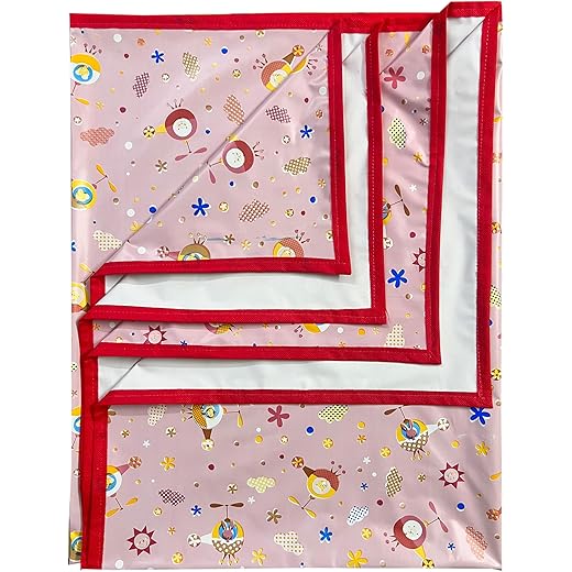 Pookie? Plastic Sheet,PVC Sheet for Kids,Rubber Sheet for Babies,Bed Wetting Protector(90 x 135 cm) (Pink Helicopter)