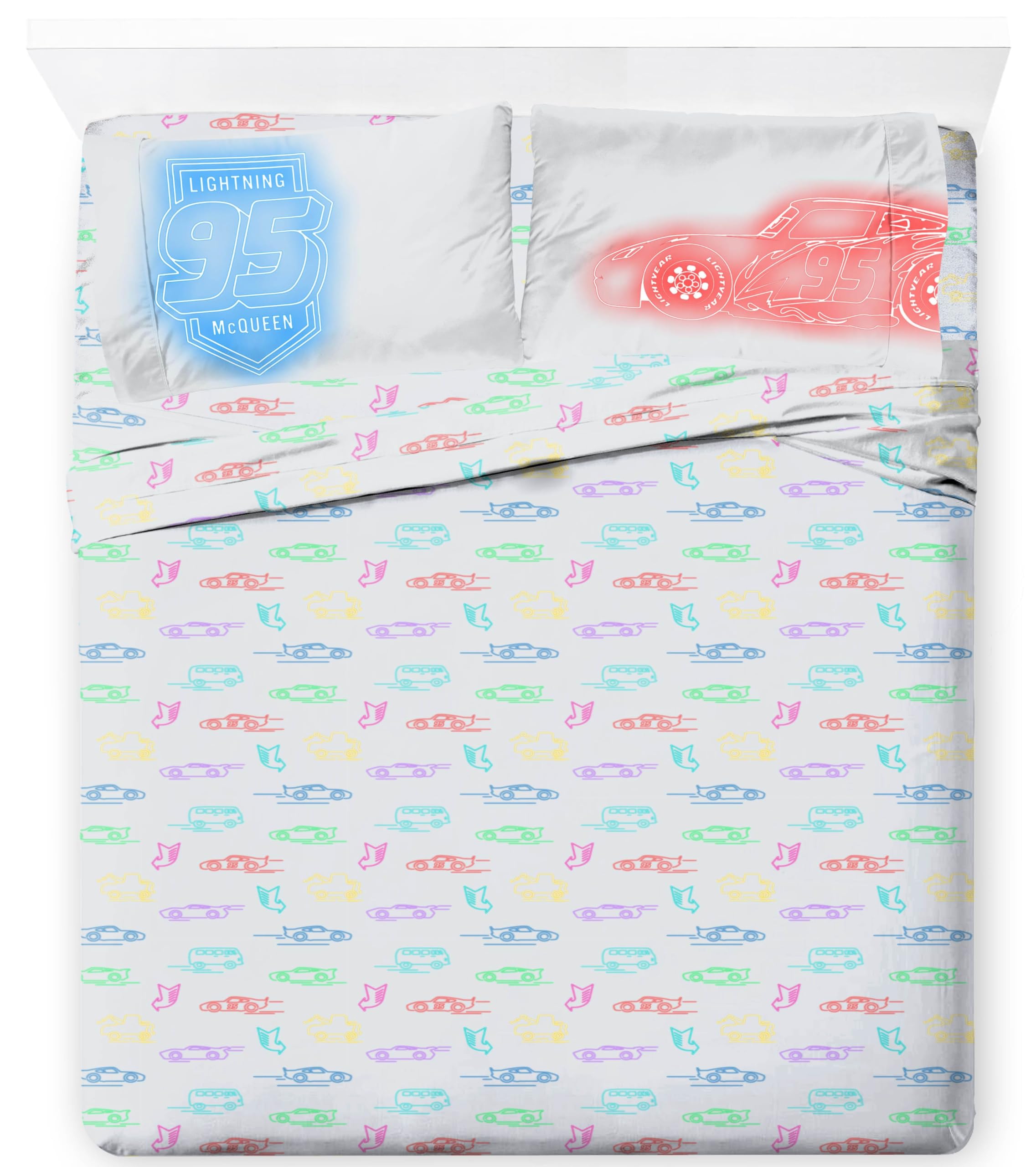 Jay Franco Kids Sheet Set with Fitted, Flat Sheets & Pillow Cover - Ultra-Soft Bedding with Pillowcase for Room Decor, Gray - Cars, 4 Piece Queen