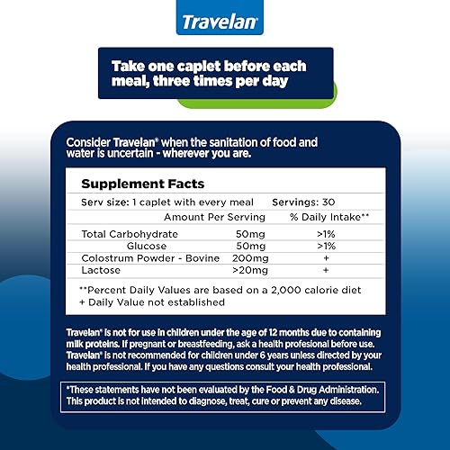 Miniatura 9 de TRAVELAN Medicina de viaje antidiarrea para alivio de gases, hinchazón, calambres y apoyo digestivo, suplemento dietético natural de calostro y
