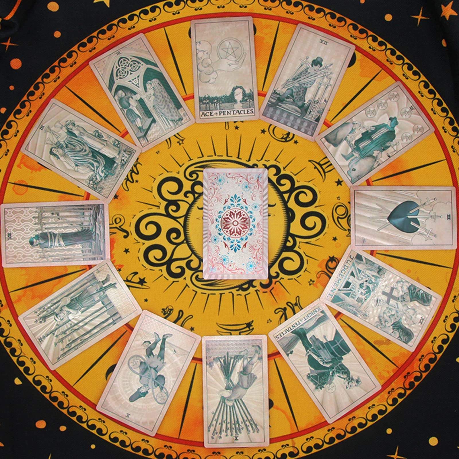 Tarotkarten, Einsteigerset, Tarotkartendeck, Goldfolien-Tarotkarten mit Reiseführer, wasserdichtes PVC-Tarotkartendeck mit exquisiter Box, Wahrsagespiel, Wahrsagewerkzeuge