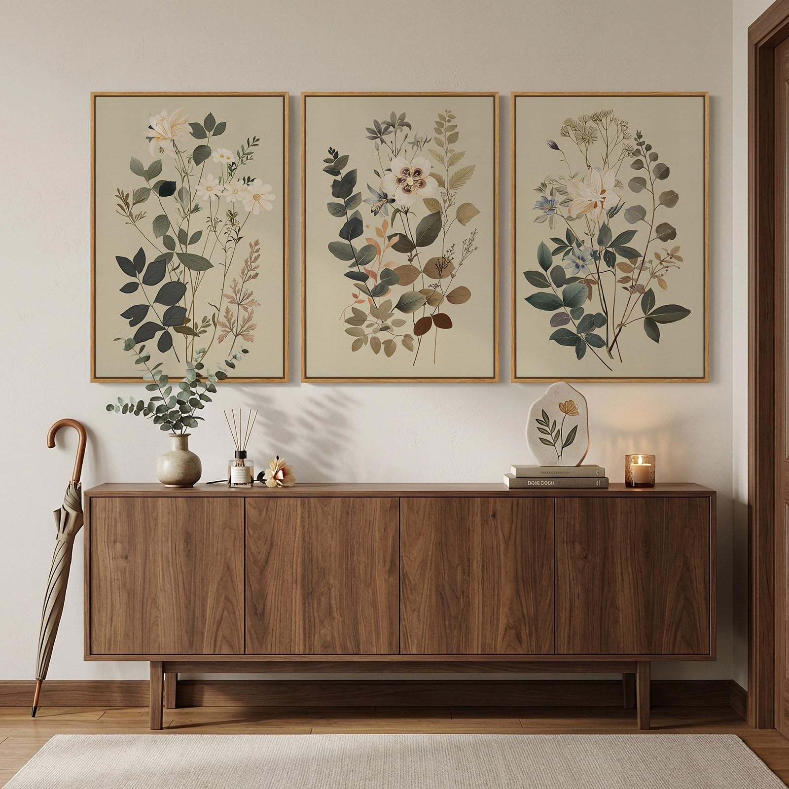 Amazon.com: Framed Neutral Floral Botanical Wall Art for Living