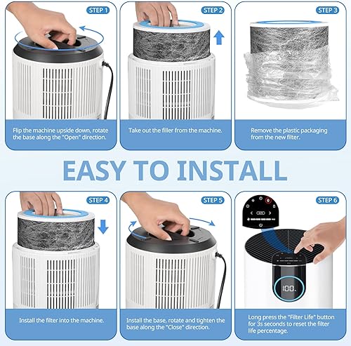 Miniatura 9 de Paquete de 2 filtros HP102 de repuesto HP152 compatibles con purificador de aire Shark HP100, HP153, HP102PET, HP102PETBL, HP132, HC450, HC451,