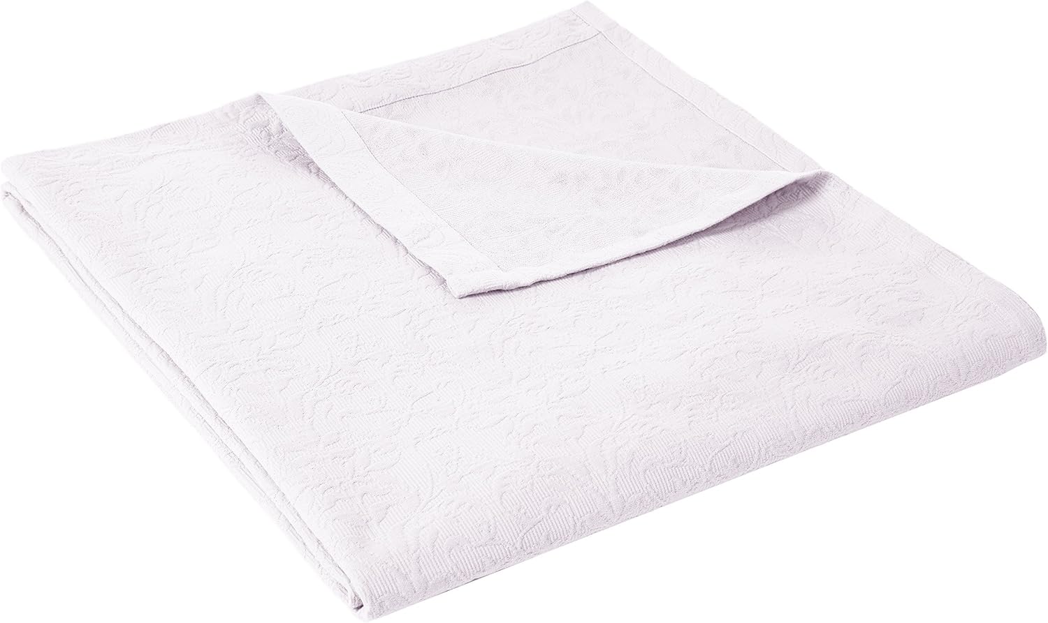 Amazon Brand – Pinzon Ivy Matelasse Cotton Bedspread Coverlet - Full or Queen, White