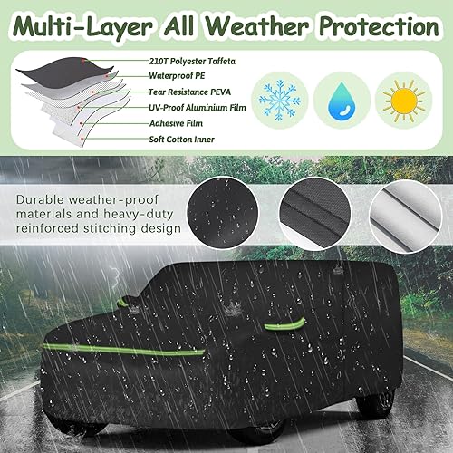 Miniatura 2 de Funda para automóvil Hummer H3 SUV 2006-2010, 210T, impermeable, sol, lluvia, UV, polvo, nieve, protección al aire libre, H3, cubierta completa para