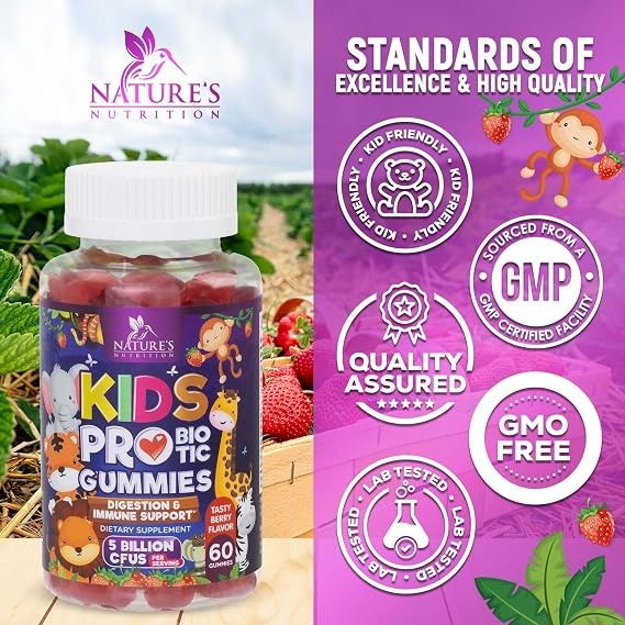 Kids Probiotic Gummies - Natural Immune Support & Digestive Health Supplement - Daily Chewable Probiotic for Children & Toddlers Ages 4+ Vegan, Gluten & Dairy Free - Berry Flavored - 120 Gummies