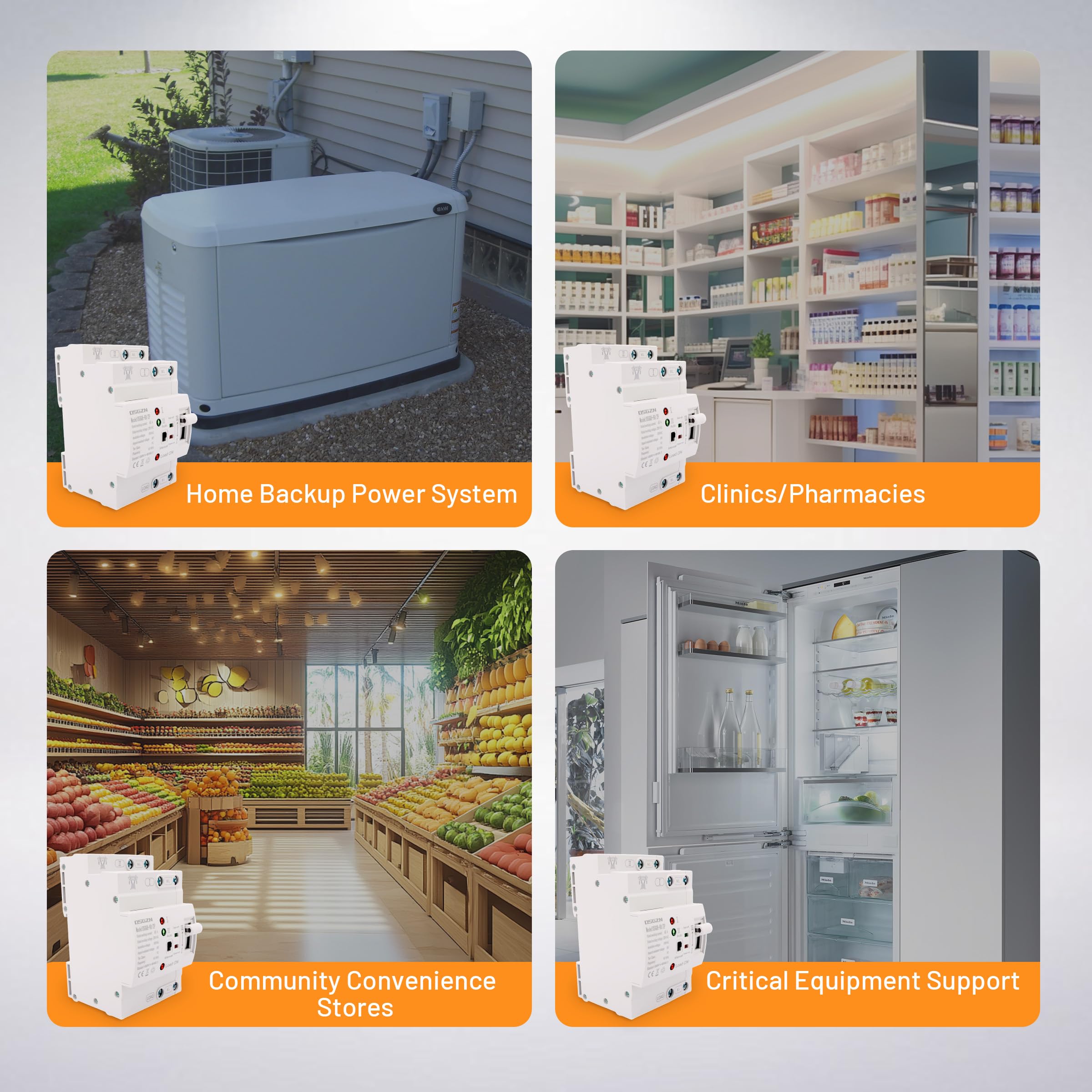 Interruttore di Trasferimento Automatico a Doppia, DIN 2P 63A ATS Dual Power Automatic Transfer, Switch Selettori Elettrici 220V, Commutatore Alimentazione di Emergenza