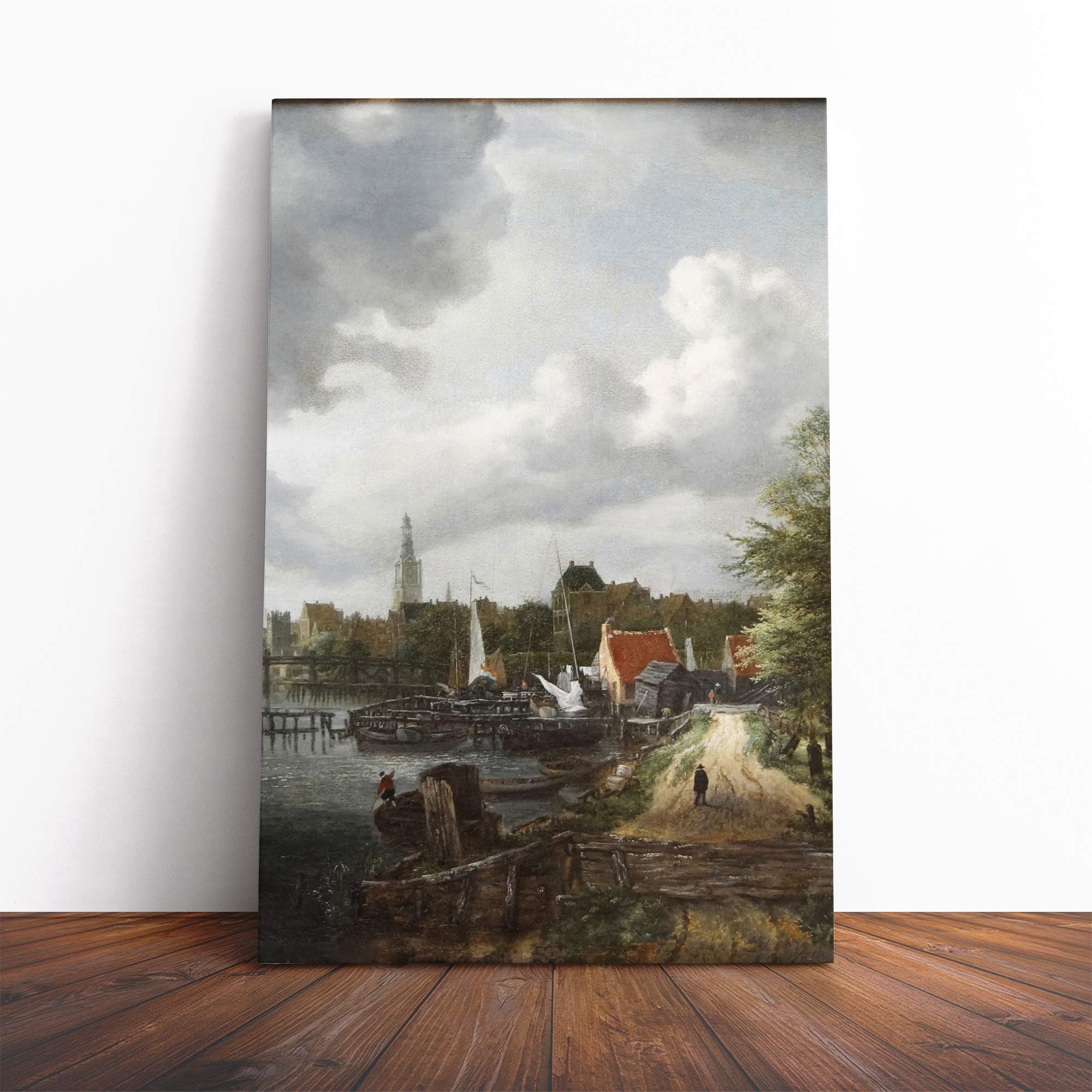 Jacob Ruisdael Amsterdam Landscape Canvas Print | Gallery Wrapped 30mm Frame Wall Art | 20x14 inches | Ready to Hang | Modern Landscape Picture | Living Room Bedroom Lounge Office