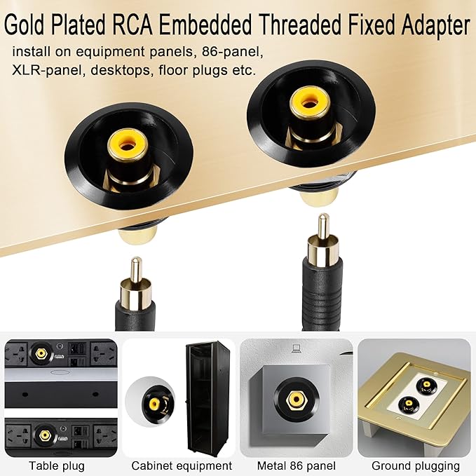 Adaptador RCA Dorado Hembra a Hembra para Montaje en Panel miniatura 5
