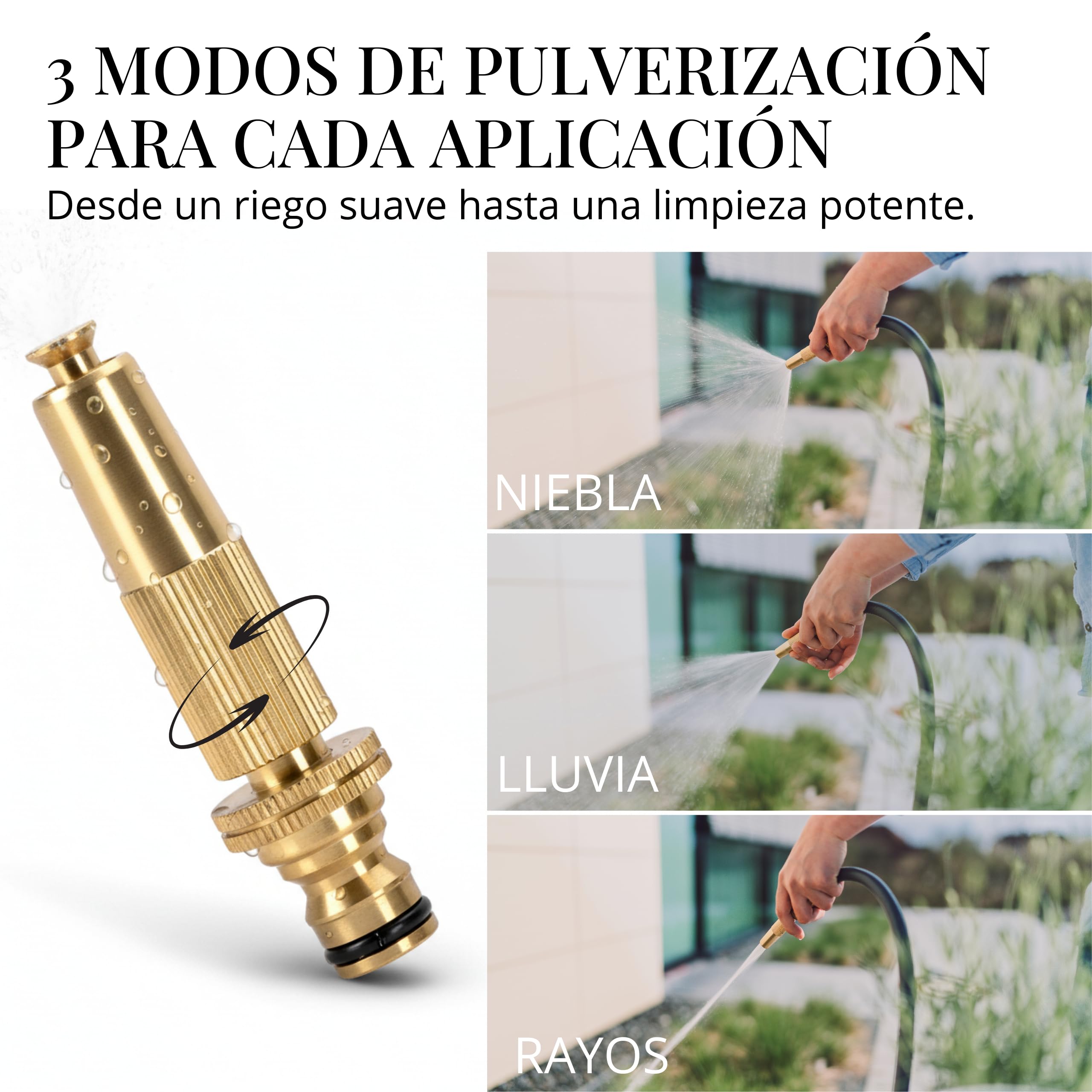 LIVLIG Juego de Accesorios de Latón para Rociador de Jardín, Manguera 1/2" 13 mm, Tope de Agua, Conexión de Grifo, Goldie