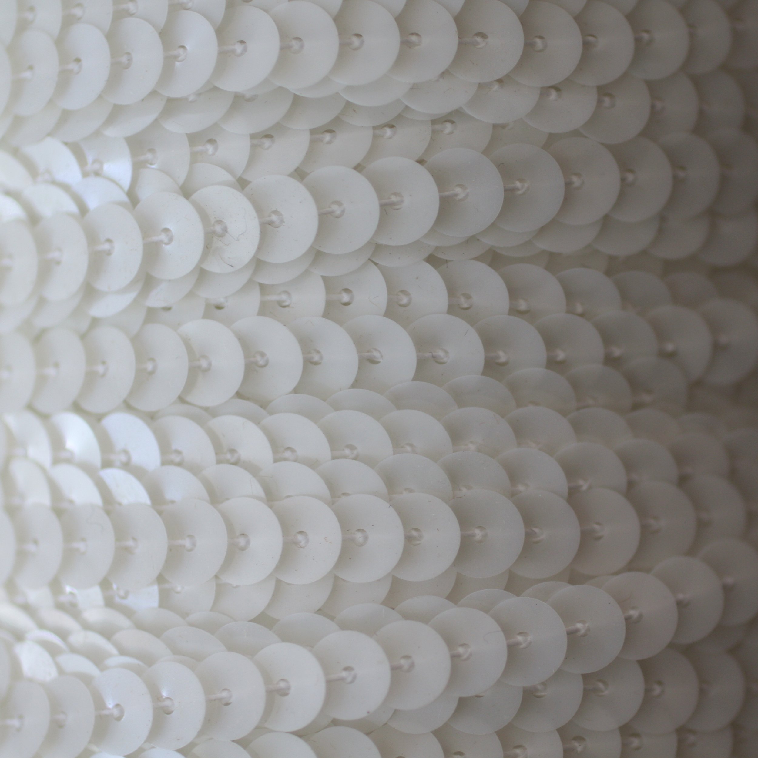 6mm FLAT SEQUIN TRIM strung by the yard ~ PORCELAIN WHITE ~ Made in USA ~ Flat, stitched sequin stri