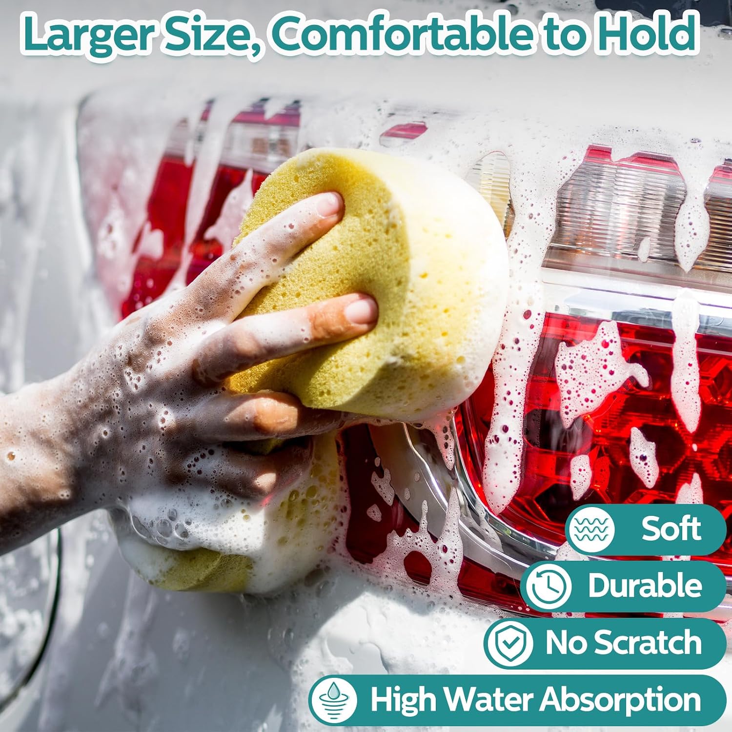 Dandat 30 Pcs Large Car Wash Sponge Multi Purpose Cleaning Scrubber Non Scratch Thick Dish Household Cleaning Sponge Foam Washing Pad Handy Scrubber for Car, Mix Colors