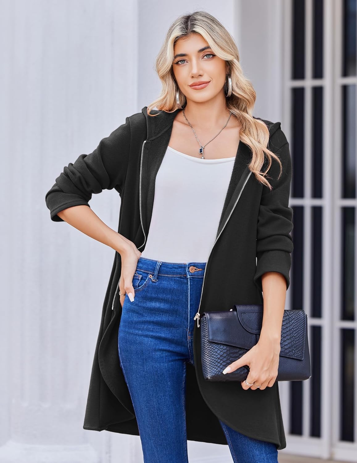 Zeagoo Women's Fall Jacket 2025 Zip Up Hoodies Long Sleeve Long Tunic Sweatshirts Oversized Fleece Casual Coat with Pocket - Image 2