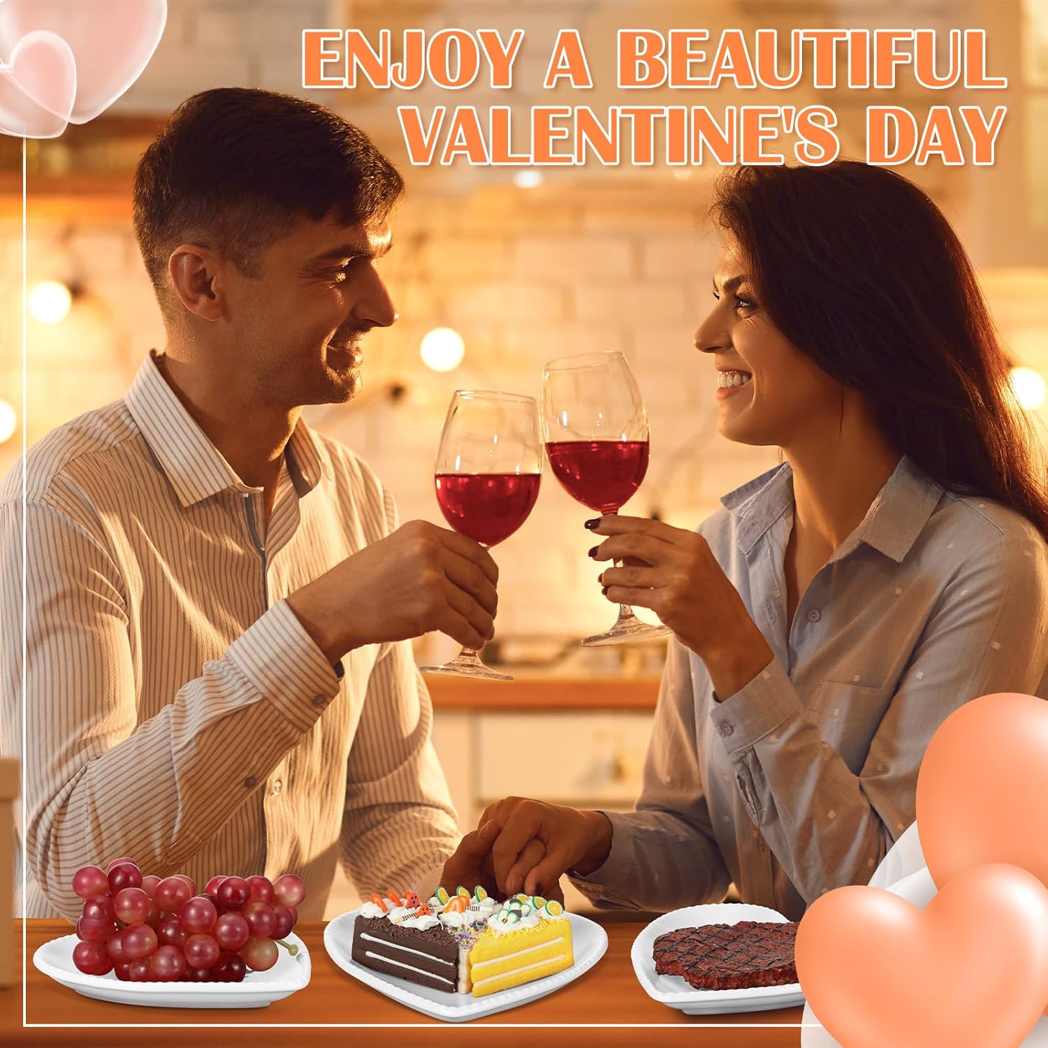 Meanplan 6 Pcs Heart Shaped Plates Ceramic 6.9 Inches Salad Ceramic Graduation Plates Dinner Heart Shaped Serving Dish Dessert Elegant for Kitchen Steak Snacks(White)