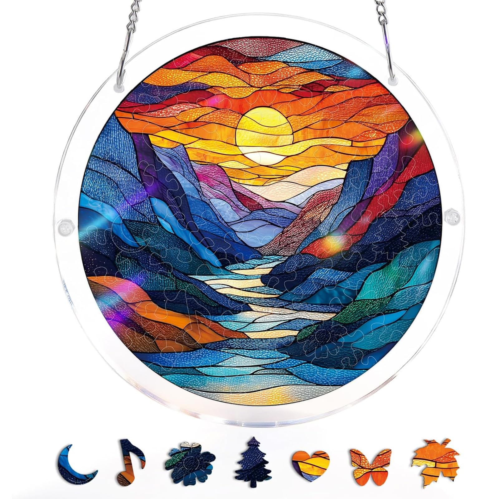 Acrylic Jigsaw Puzzle Suncatcher | 22cm Large Acrylic Puzzles Suncatchers For Windows Hanging | 83 Pieces Stained Glass Window Puzzle Sun Catcher For Adult | Aesthetic Diy Arts & Crafts For Home Decor