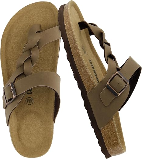 Women's Cushionaire Libby Cork footbed Sandal with +Comfort and Wide Widths Available, Brown 6.5