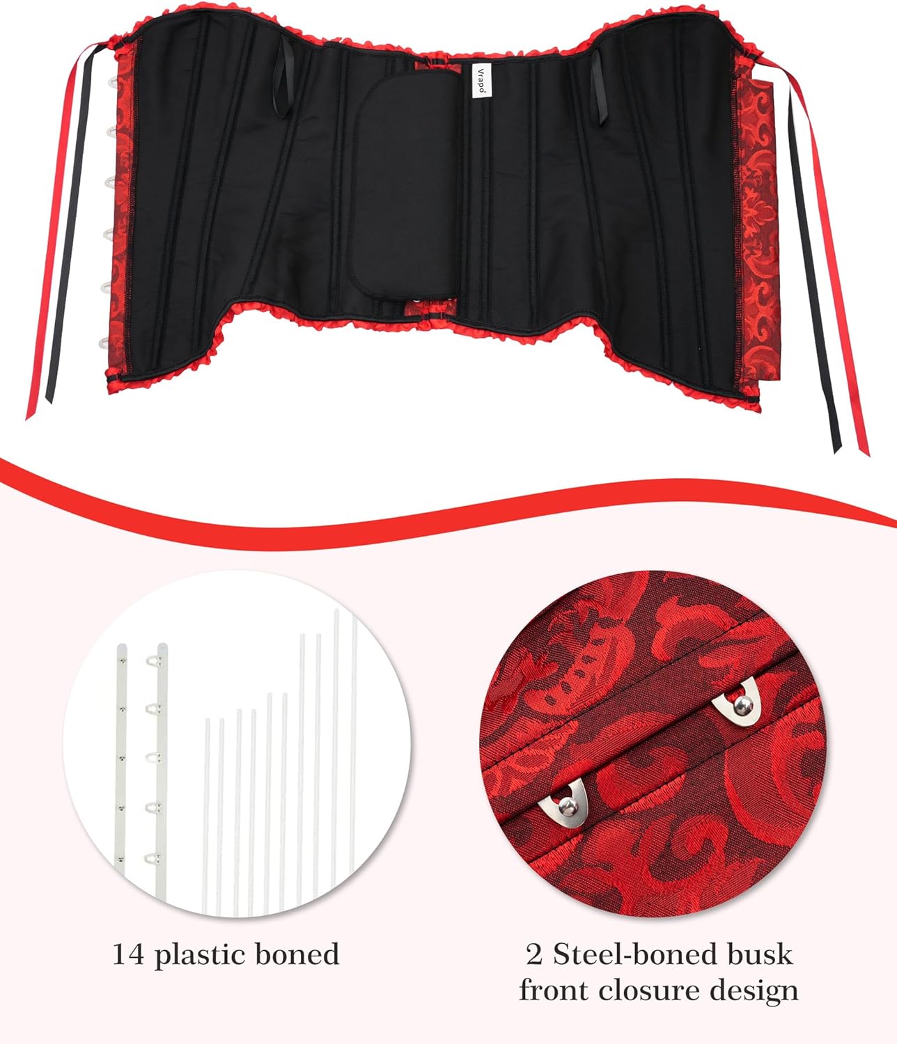 Bustier Corset Top for Women | Overbust Lace Up Waist Cincher Shapewear Lingerie - Image 5