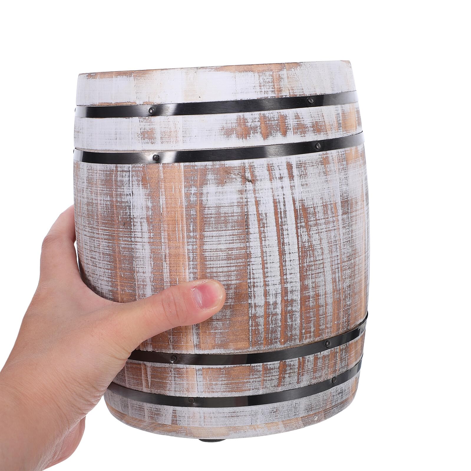 Alipis Caja de Cubiertos Forma de Barril de Madera Natural Organizador Rústico para Guardar Pajitas Cucharillas y Pequeños Utensilios de Cocina Porta Palillos de Madera para Cocina o Barr