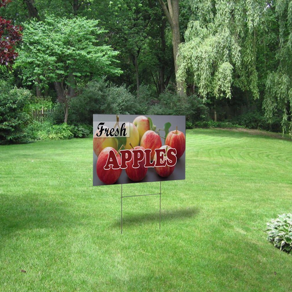 Weatherproof Yard Sign Fresh Apples Outdoor Advertising Printing D White Lawn Garden Fruit 18x12 Inches 2 Sides Print