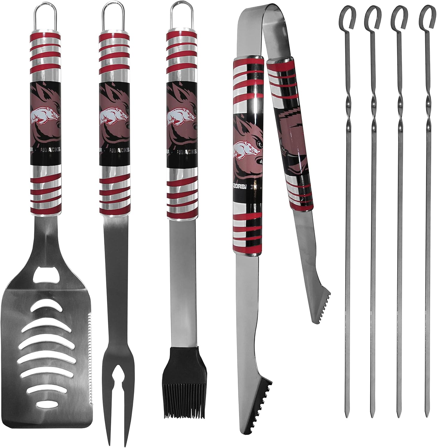 NCAA Siskiyou Sports Fan Shop Arkansas Razorbacks Steel Tailgater BBQ Set w/Case 8 piece Gray (C8BQ12)